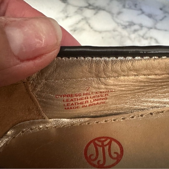 Marc Joseph New York Cypress Hill Exotic Leather Driving Loafers Sz 7 Red Brw - Picture 11 of 11